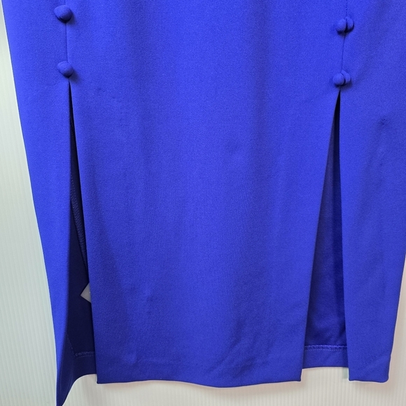 Calvin Klein Sheath Midi Dress Button-Trim Details Side-Slit Cobalt Blue Sz 8 - Picture 7 of 16